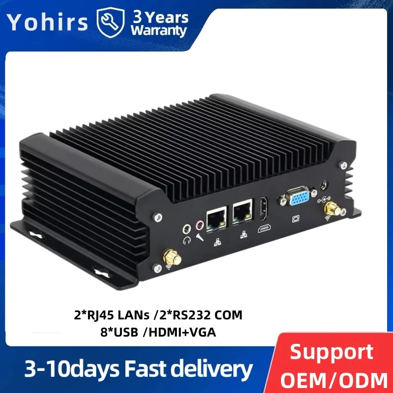 Industrial Mini PC Fanless Intel Core I7 10610U i5 10210U 4278U 2*LAN 2*COM Desktop Computer SIM Card 8*USB HD VGA WIFI Win10