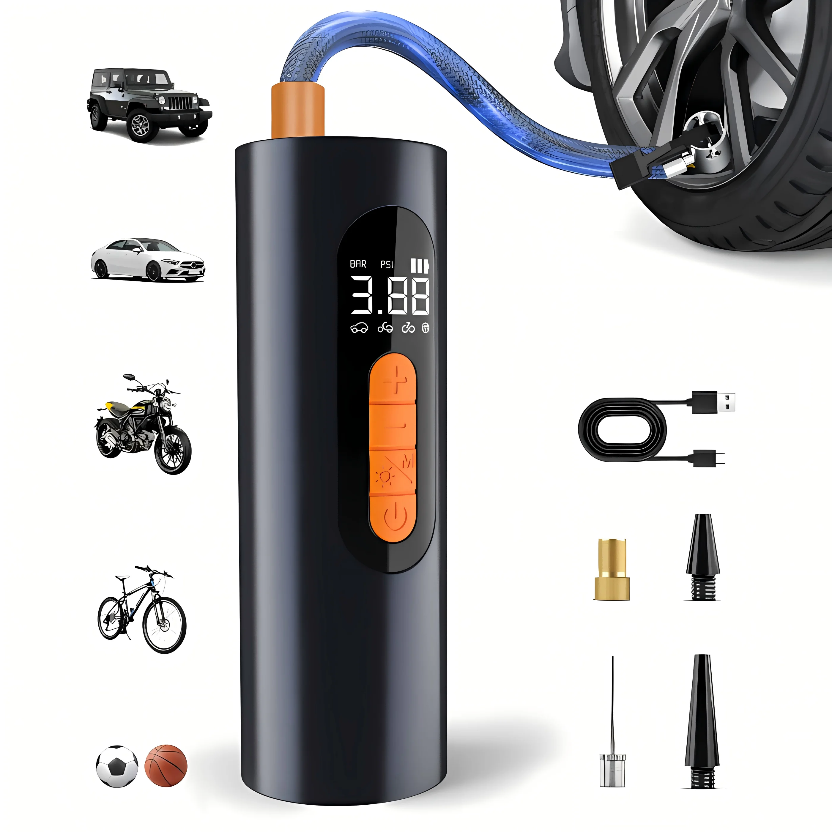 

Car Tire Wireless Air Pump Inflator Poratble Rechargeable Air Compressor For Car Motorcycle Bicycle Electric 150PSI Air Pump