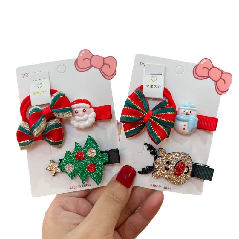 2025 Neuankömmling 3 Stück Weihnachts-Haarspangen für Mädchen – funkelnde Weihnachtsmann-Enten-Haarnadeln, festliche Party-Dekoration