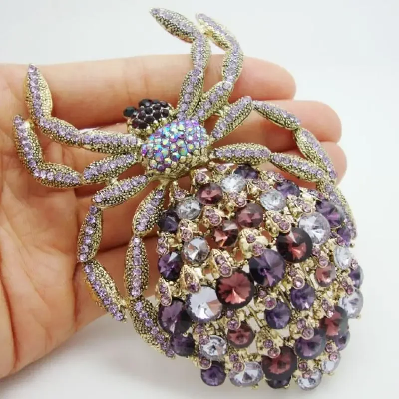 Luxurious Amethyst Zircon Spider Brooch Dinner Party Jewelry Christmas Gift