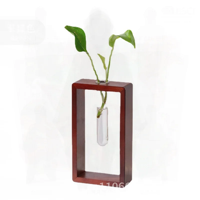 

Деревянная рамка, гидропонная ваза для пробирок, простой настольный контейнер для гидропоники, растения, украшения для дома, боросиликатное стекло