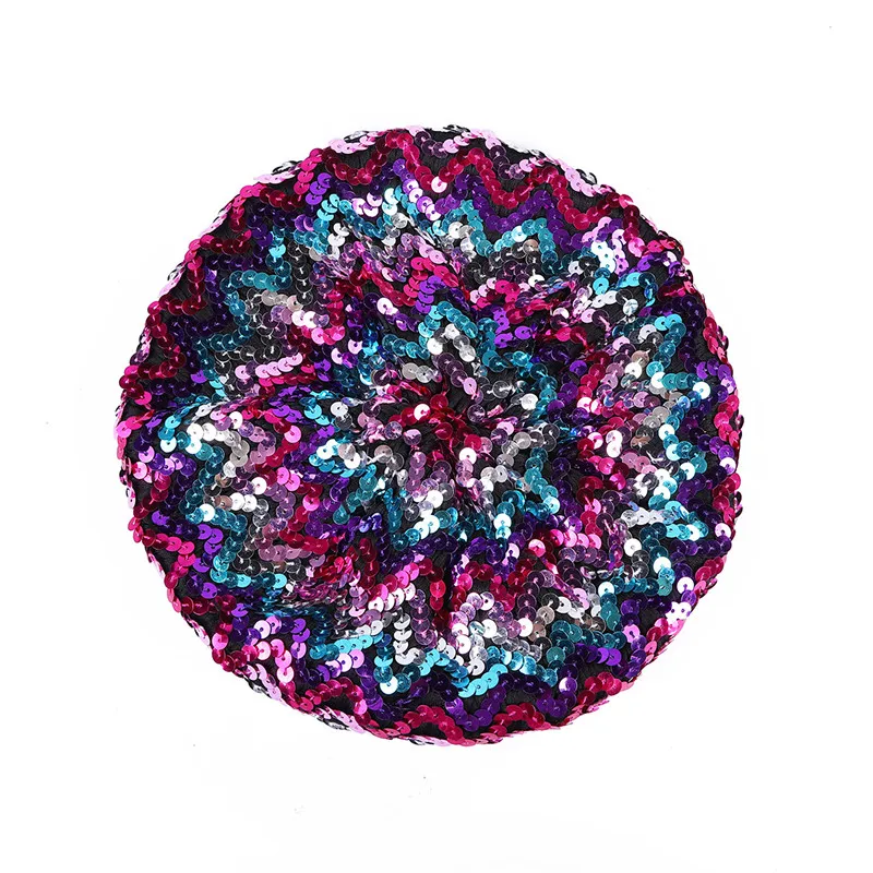 Bonnet à paillettes pour femme, chapeau de béret brillant, fête de carnaval, club, danse, rétro chic, uni
