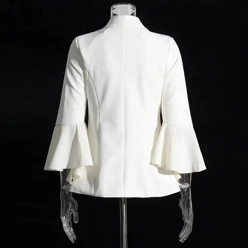 HKSH 秋冬新女性ファッションダブルブレストフレアスリーブスリムフィットブレザートップイン潮ハイストリート多用途コート HK8954