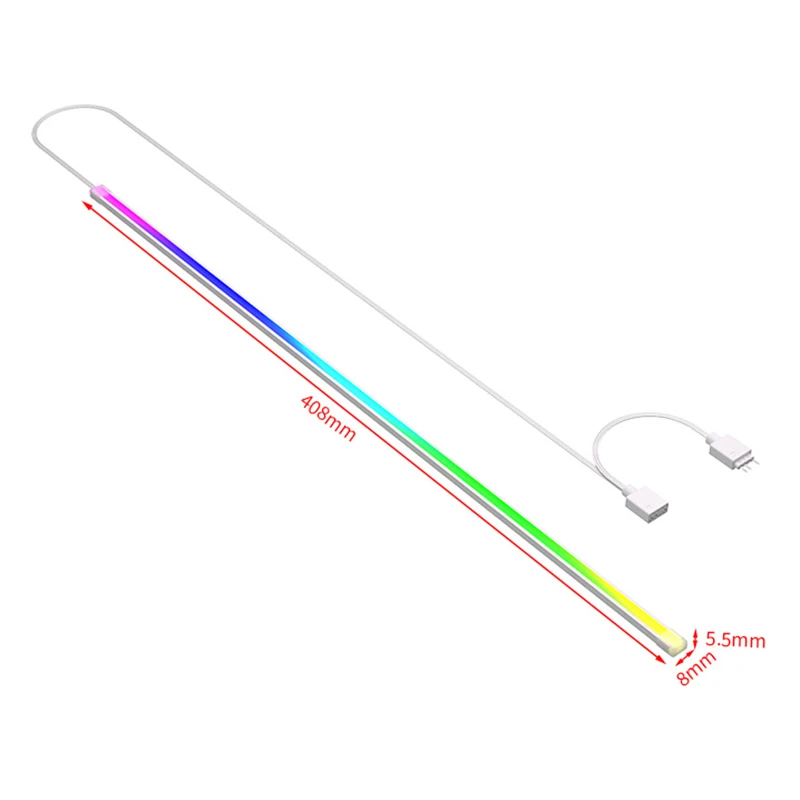 TEUCER Addressable ARGB PC Case Decorative Light Strip, 5V 3Pin Soft Rubber Material Rainbow Cable for DIY Accessories