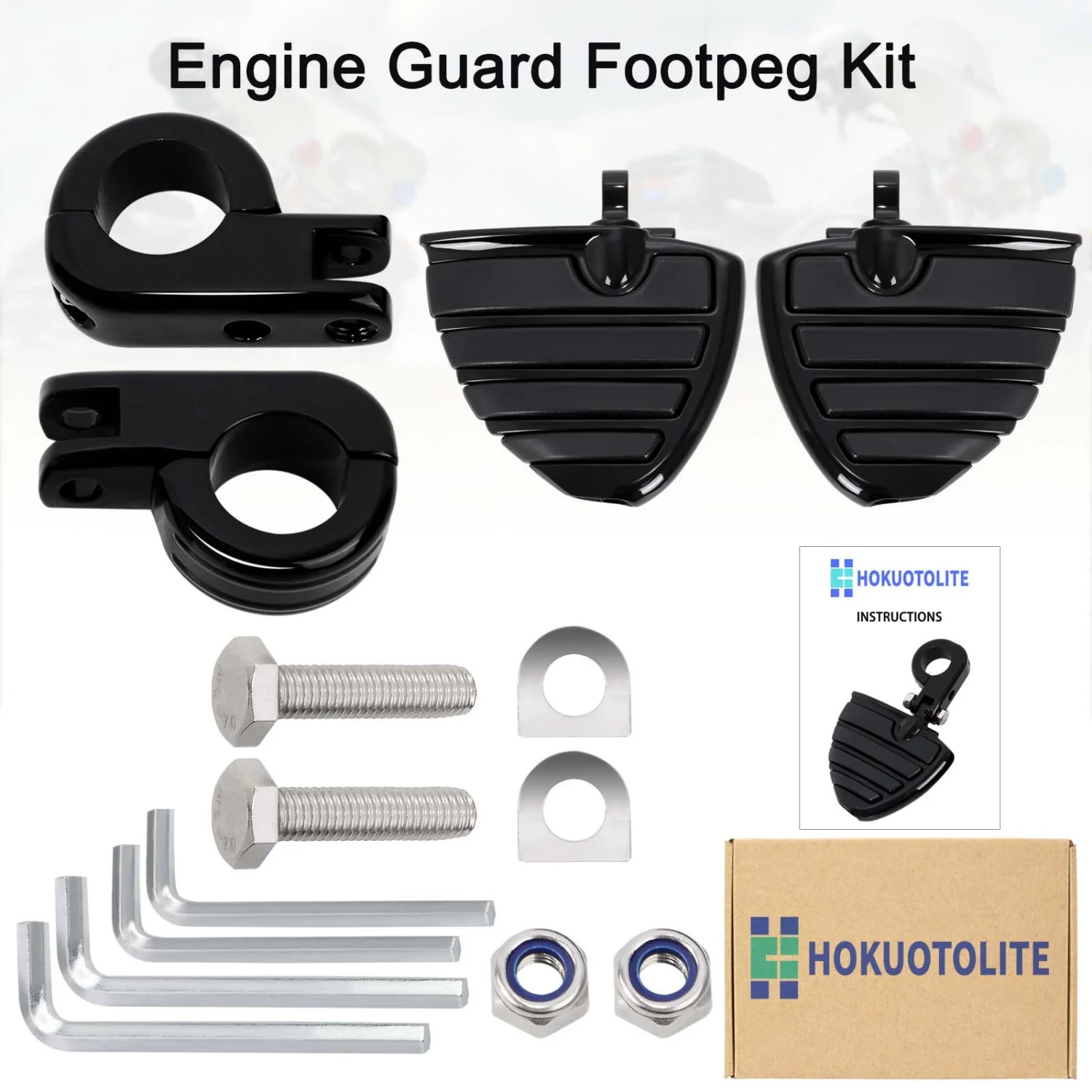 1.25" (32mm) Adjustable Highway Foot Pegs For Harley Honda Kawasaki Suzuki Yamaha Road King Fat Bob Motorcycle Engine Guard Bar