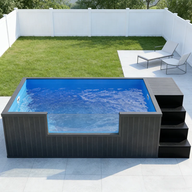 Easy-to-Install House Family Piscina Outdoor Shipping House Above Ground Fiberglass Prefab 20ft 40ft Container Swimming Pool