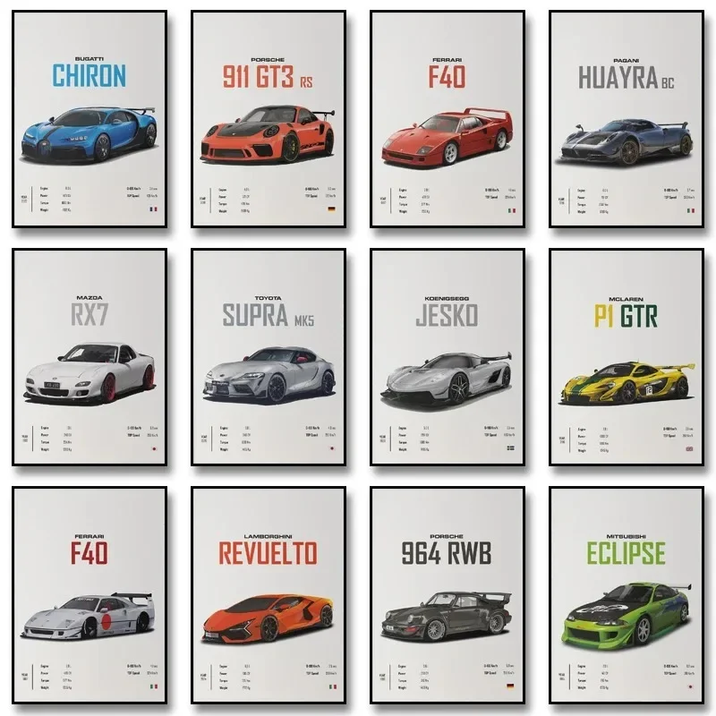 Modern Ferrari Wall Art Pictures, HD Canvas Print Posters, Suitable for Home, Garage, Gaming Room, Club Decoration