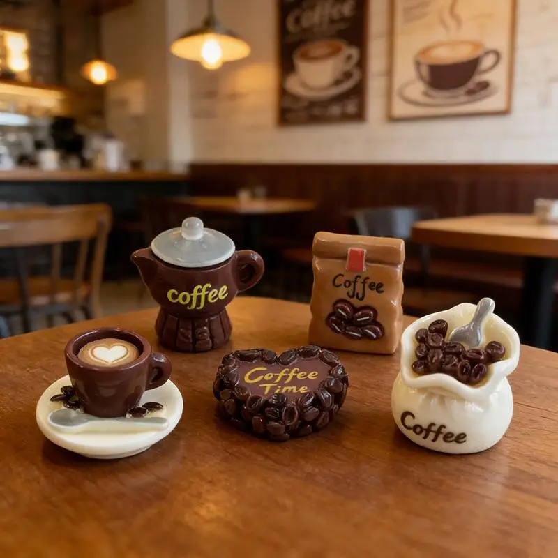10Pcs Miniature Coffee Series Resin Micro Landscape Simulation Food Play Desk Model Play Toys Decoration Dollhouse Accessories