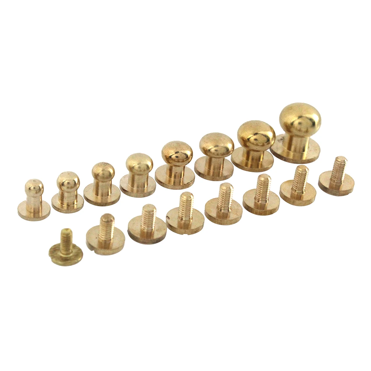 10pcs Solid brass sam brown browne button screw back Round head ball post studs nail rivets leather craft accessories