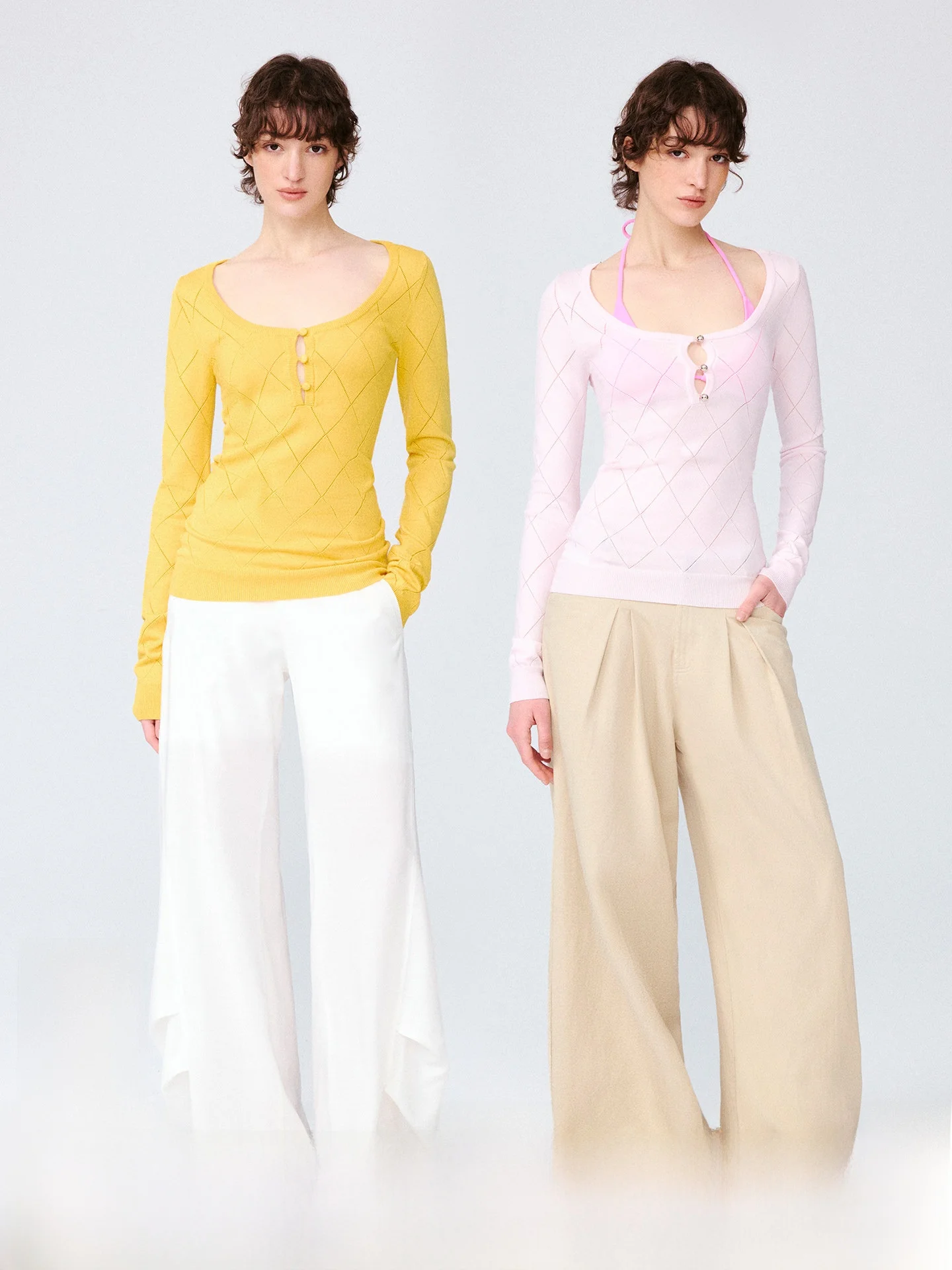 

Trendkill Long Sve Knitted Hollow out Women's Slim Fit Base irt Lyrical Inner Wear Commute Suitable round Ne Design