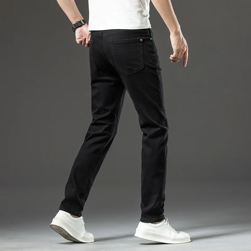 Black Jeans Men's Spring and Autumn Slim Straight 2024 New Fashion Simple Street Versatile Trendy Trousers