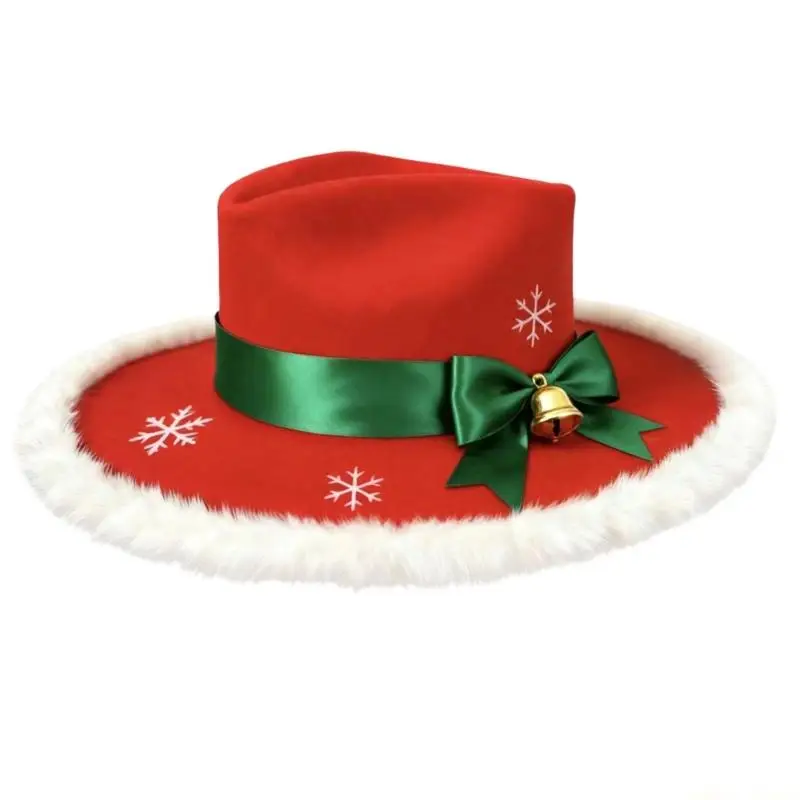 31BF Eye-Catching Christmas Cap Unisex Wool Hat Furry Trim for Cosplay Activities and Holiday Fashion