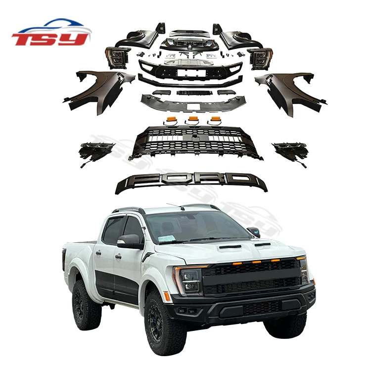 

HIGH QUALITY PICKUP BODY PARTS TRUCK BODY KIT FOR FORD RANGER T6 T7 T8 UPGRADE TO 2022 F150 RAPTOR A TYPE