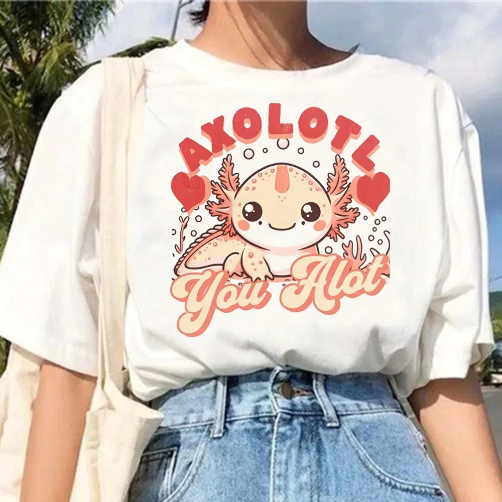 Zomer zomer Axolotl T-shirts vrouwen manga student top vrouwelijke streetwear anime grappige kleding street fashion patroon shirts