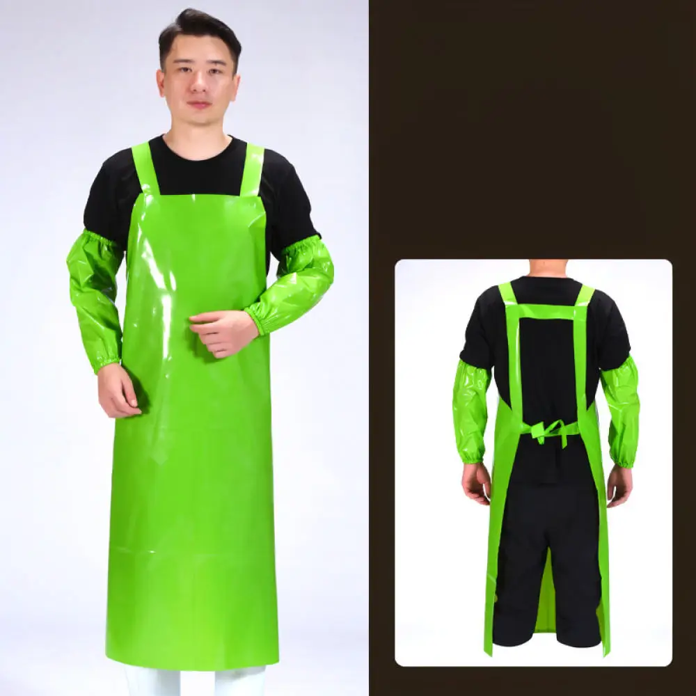 Professional Waterproof Oilproof Apron With Sleeves Protective Smock For Food Factory Kitchen Cooking Dishwashing