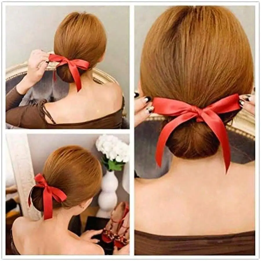 

3pcs Cloth Sponge Hair Styling Donut Bun Maker With Ribbon For Updo Chignon Party Accessories