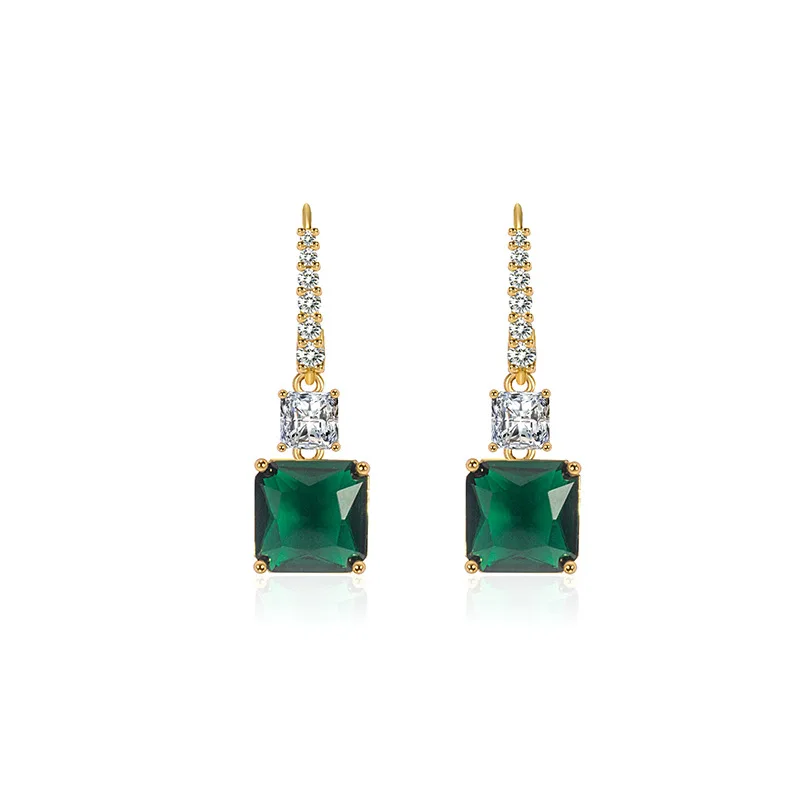 DIWENFU 14K Gold Emerald Earring Females Aros Mujer Oreja 14K Yellow Gold Origin Emerald Gemstone Jewelry Orecchini for girls