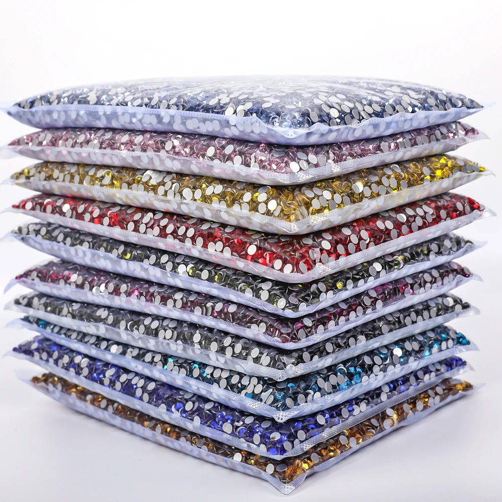14400Pcs Hurtownia Flatback Crystal AB Non hotfix Rhinestones in Bulk Package Glitter Crystal SS3-SS20 for Nail Wedding F0228