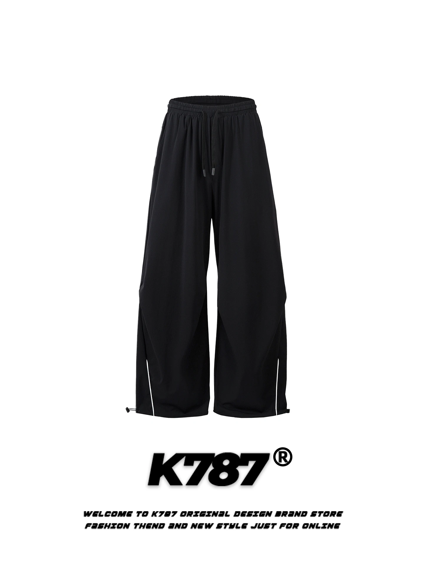 

K787 American Street Sle High Waist Simple Knot Loose Casual Sports Wide Leg Long Pants ex Comfortable Cotton Trousers
