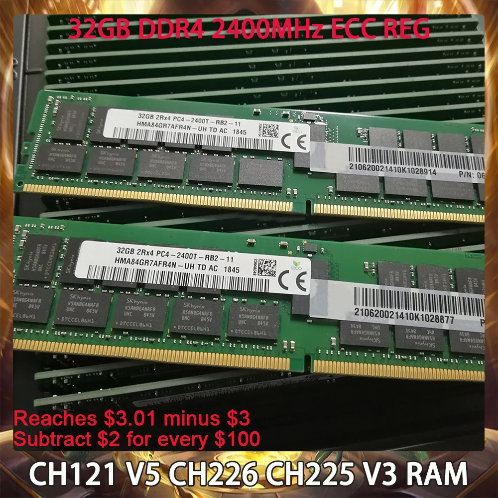 

32GB DDR4 2400MHz ECC REG RAM For Huawei CH121 V5 CH226 CH225 V3 Server Memory Works Perfectly Fast Ship High Quality