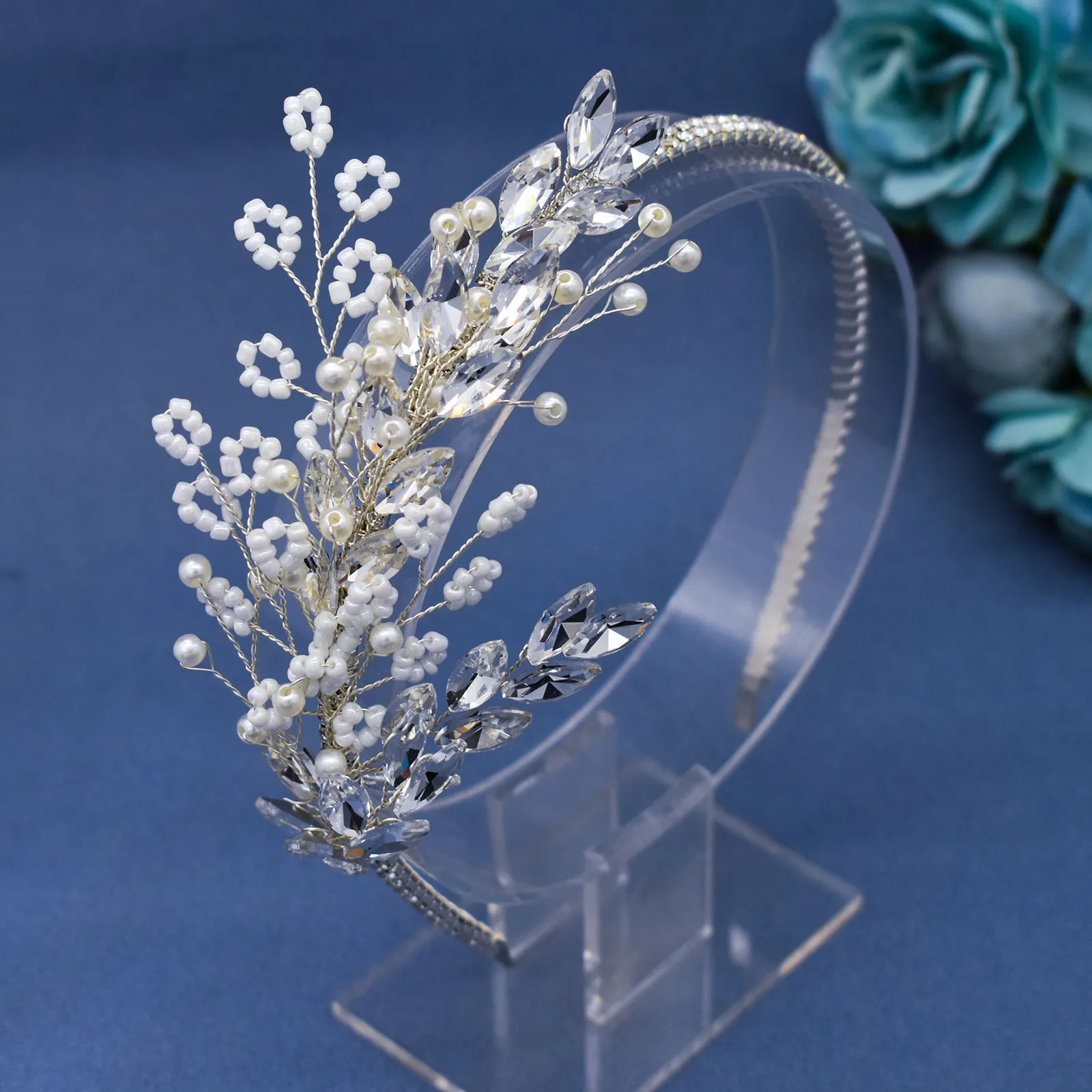 DZ028 Handmade Wedding Headpieces Bridal Headdress Pageant Hair Jewelry Crystal Hair Accessories for Brides and Bridesmaid