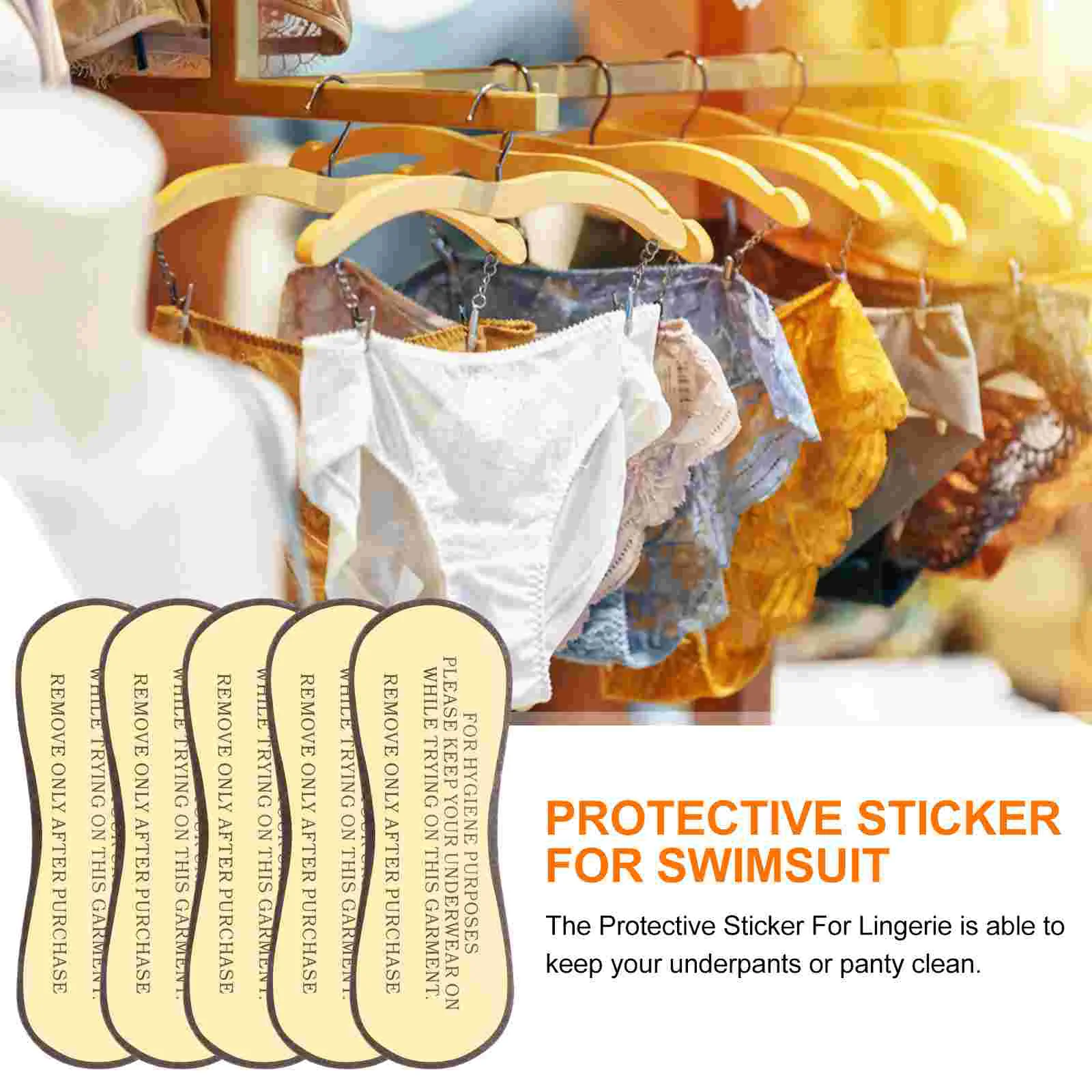 Pegatina protectora de 50 piezas para lencería, adhesivo para pantalones, etiqueta protectora para traje de baño