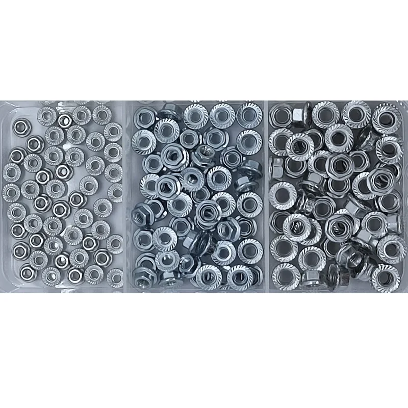 56/150Pcs M3 M4 M5 M6 M8 304 Stainless Steel Hexagonal Flange Nut Lock Nut Set Furniture Repair Nut Fastener Kit Hardware Tools
