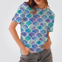 2023 Oversized Mermaids T-shirt Diamond Air Bubble Film 3D Printes Clothes Summer Funny Colorful Amekaji Art Texture Women Tops