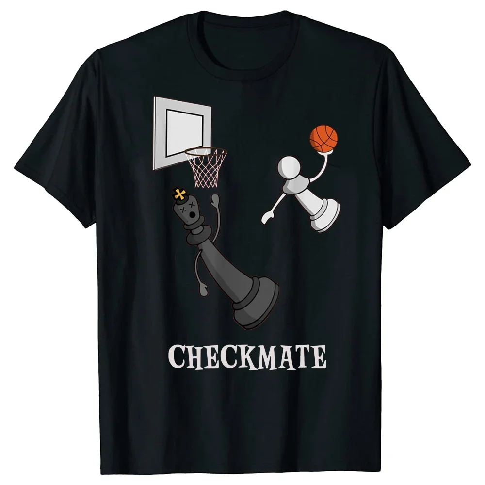 Camisetas divertidas de Checkmate, ajedrez, juego de baloncesto, tablero King, ropa de calle gráfica, regalos de cumpleaños de manga corta, camiseta de verano