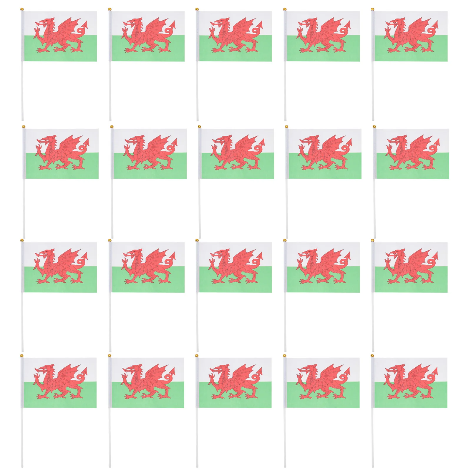 

20pcs Hand Waving Flags Welsh National Country Flag Mini Polyester Office Desk & Little Table Flags 14x21cm