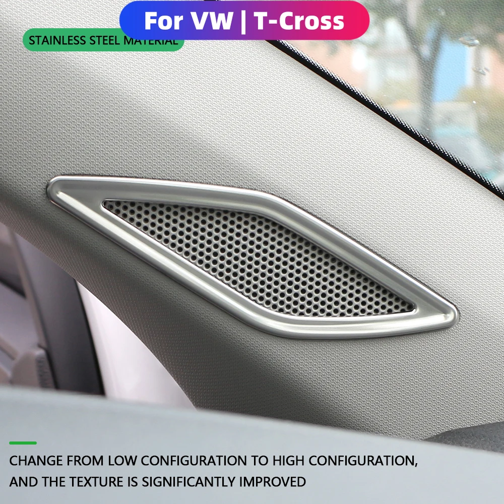 A Pillar Cover for VW TCross T-CROSS 2018-2023 Front Audio Sounder Sticker Trim Stainless Steel Interior Accessories