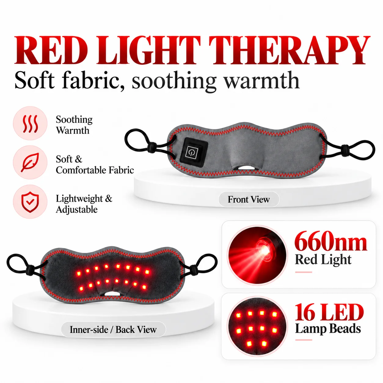 Red Light Heated Nose Wrap Rechargeable Nose Warmer 3 Heat Levels Adjustable Ear Loops Soft Plush Lining Cold Weather Comfort