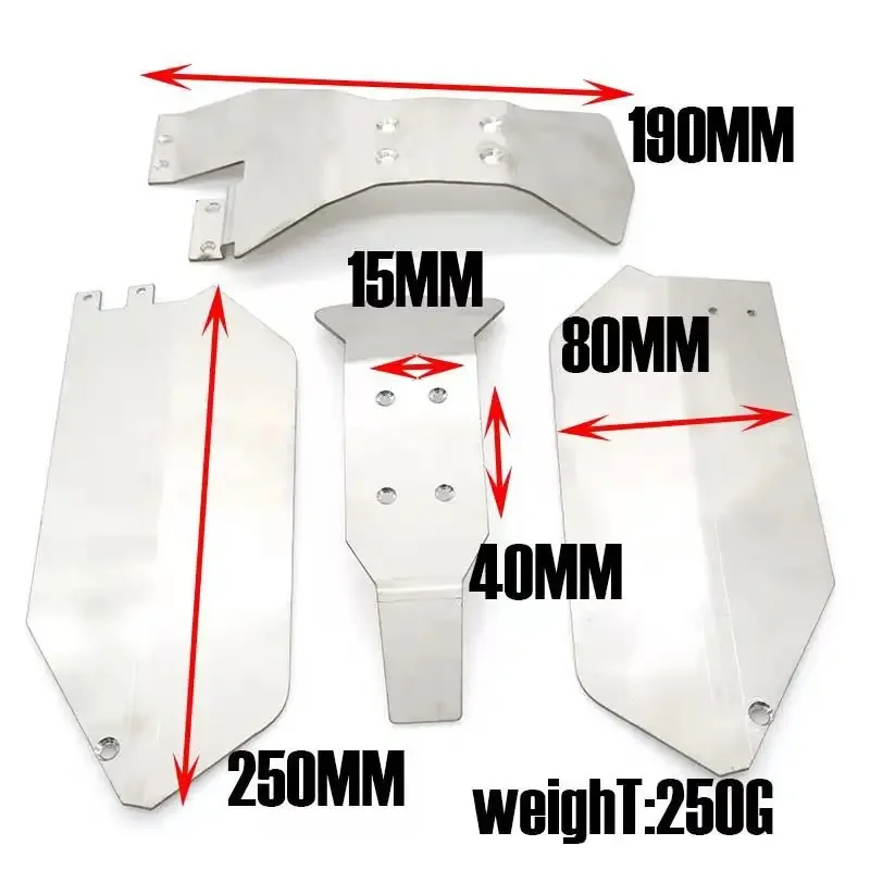 Stainless Steel 1 Set Metal Bumper Chassis Armor Protection Skid Plate For 1/10 RC Car Slash 4x4 dead mouse 727 Upgrade Parts