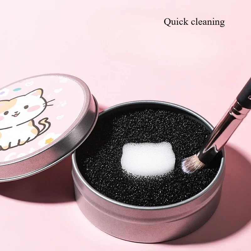 1 Piece Makeup Brush Cleaner Sponges Cosmetic Brush Drying Wash Eyeshadow Color Removal Portable Cleaning Case