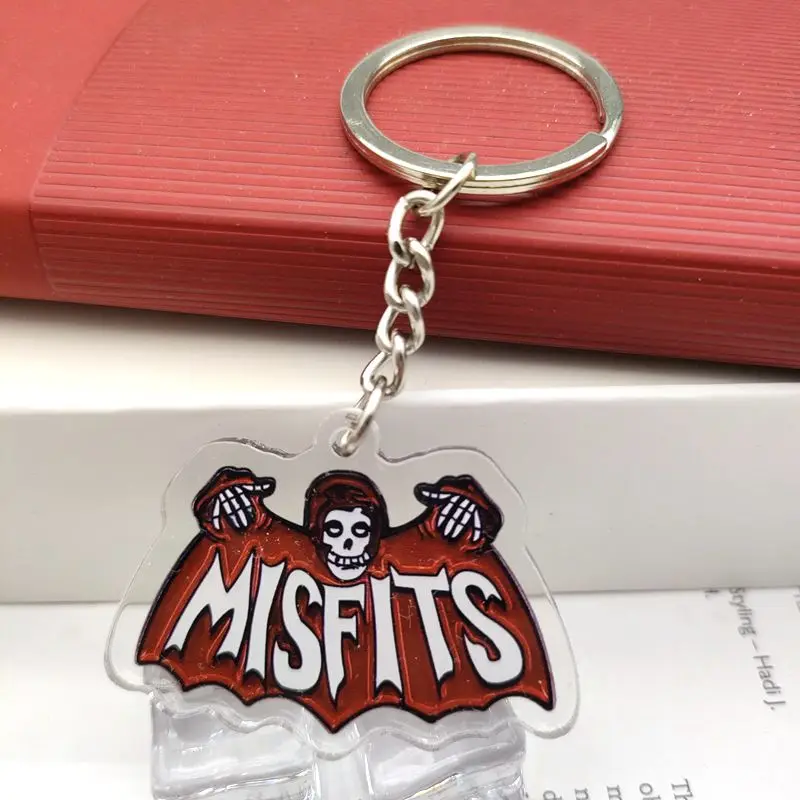 Band Misfits Acrylic Keychain Horror Bat Hardcore Punk Band Keychain Backpack Pendant Fan Accessories