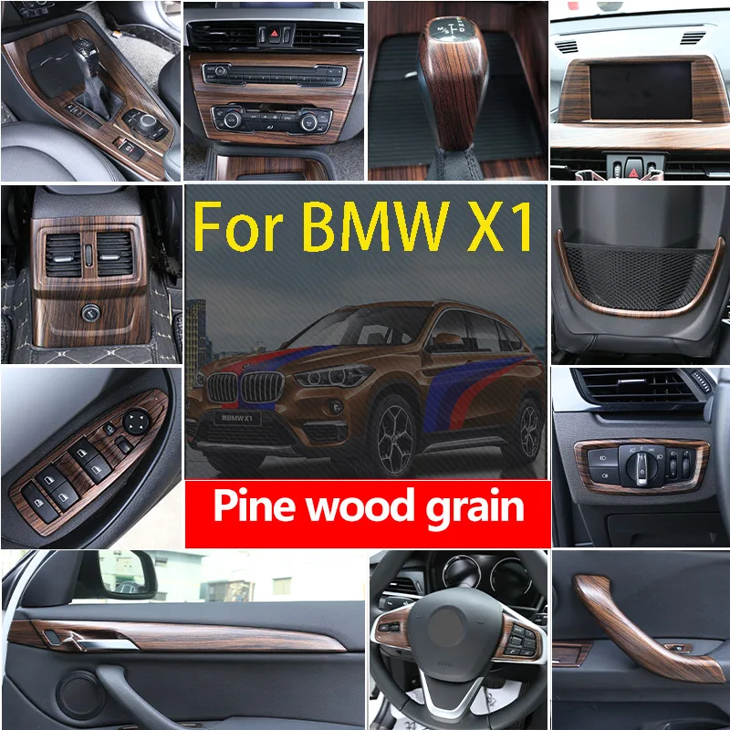 

For BMW X1 X2 F47 F48 2016-2022 ABS Pine wood grain Car Center Control Panel Steering Wheel Door Trim Sticker Car Accessories