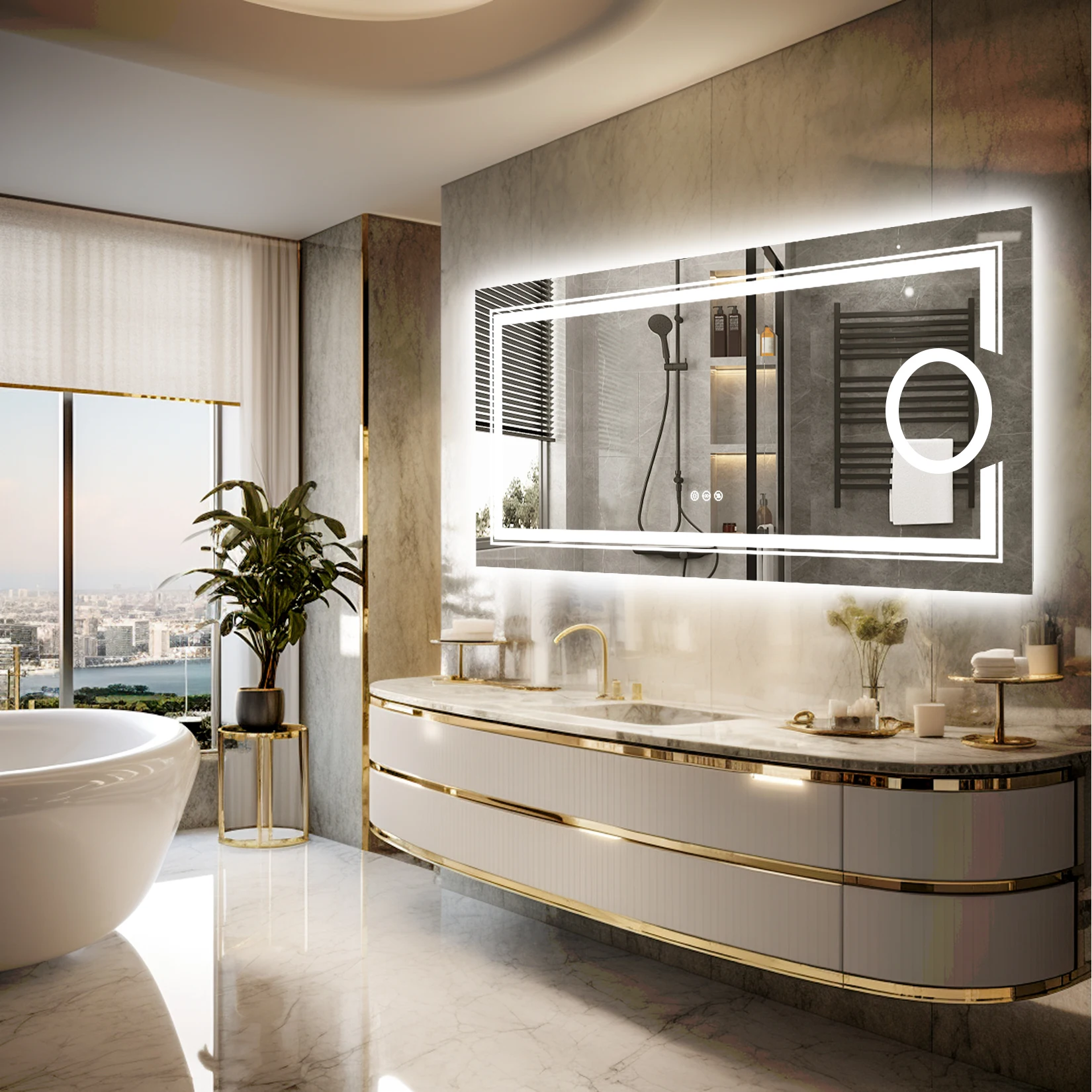 Imagem -02 - Led Iluminado Retroiluminado Espelho do Banheiro Pode Ser Escurecido Antifog Led Espelho com 3x Ampliação Cores Maquiagem Espelhos