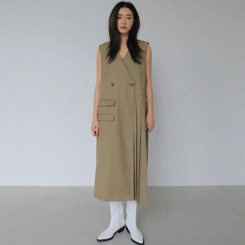 Ele V-Ne Svel Long Dr Chic Cross Design Seitenschlitz Midi Dr Korean Sle Summer Dr für junge Frauen