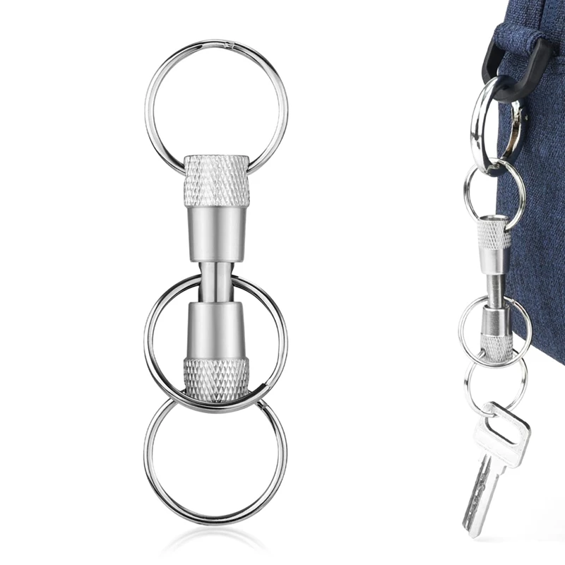 3-Way Quick Release Keychain Detachable Key Rings Pull Apart Separate Quick Disconnect Release Convenient Accessory 6Pcs