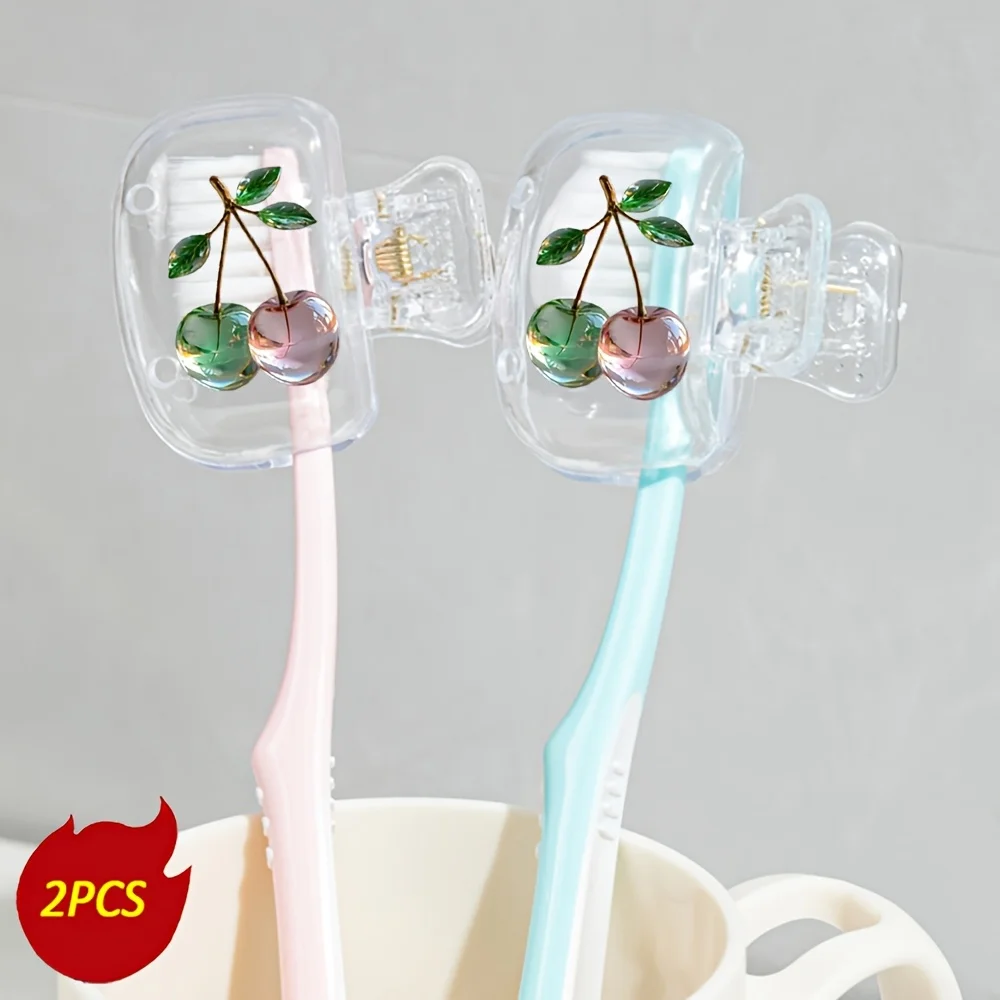 2pcs Cherry Toothbrush Storage Case Useful in Household Keep Personal Oral Care Suitable for Home and Travel Use Gift for Lady