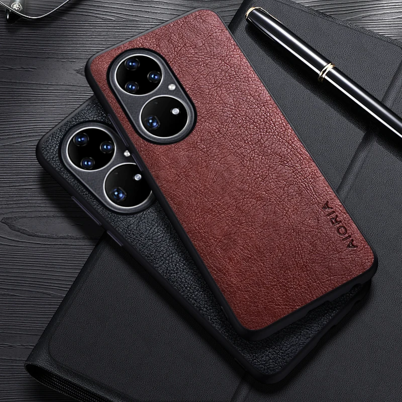 Case For Huawei P50 Pro Simple Design Luxury Leather Business Cover For Huawei P50 Pocket Case