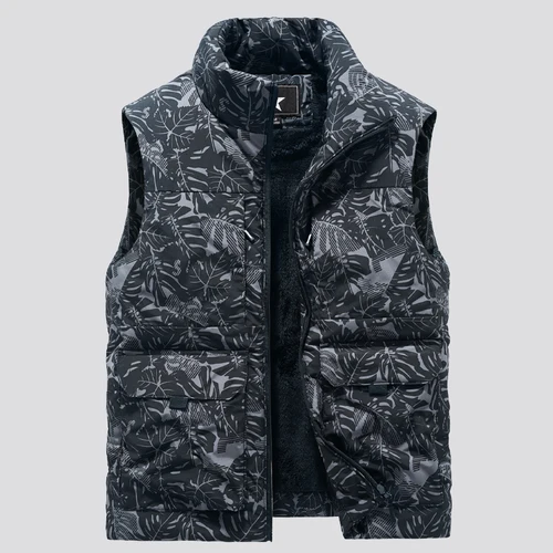 Imagen 2 del producto Ropa multibolsillo para hombre, chaleco de invierno, chaquetas, abrigo sin mangas, moda de talla grande 6XL, chaleco cálido para hombre, chaleco polar para hombre