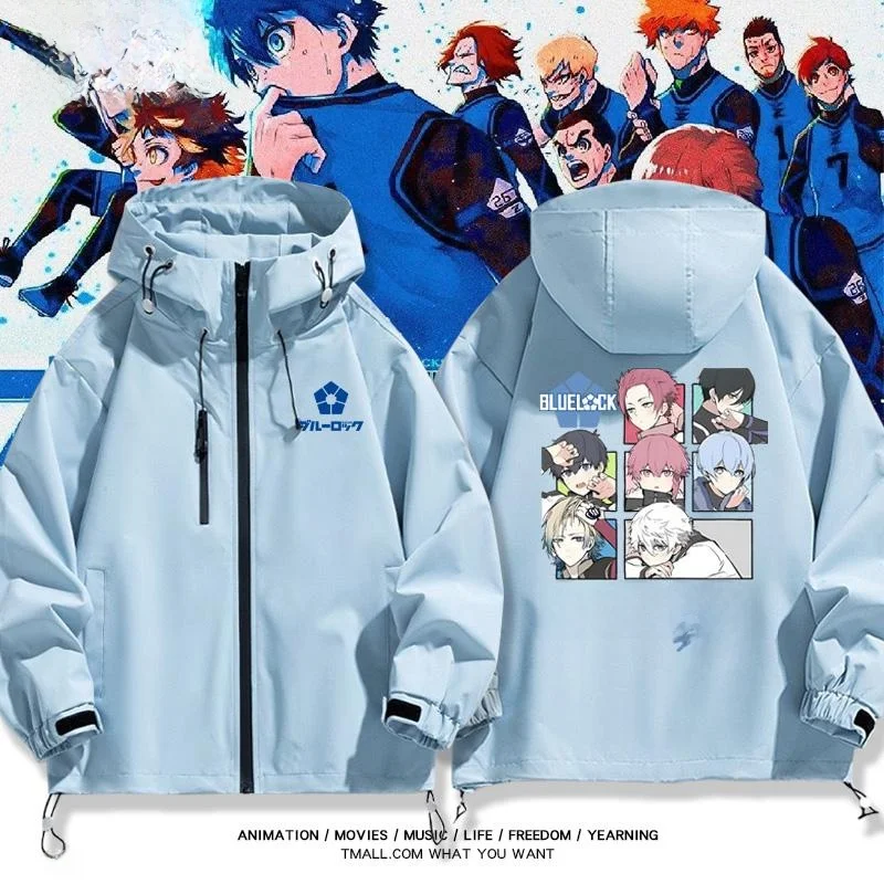 

Мужская осенне-зимняя ветрозащитная куртка Blue Prison Jaet с флисовой подкладкой, длинными рукавами, капюшоном, на молнии, с узором в виде персонажей