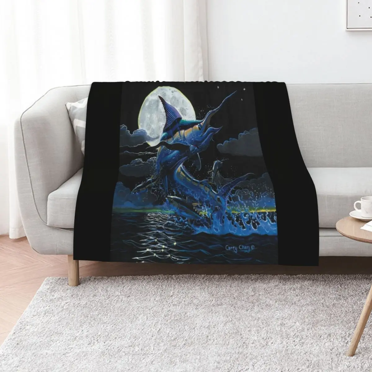 Marlin Moon Throw Blanket Moving Sleeping Bag Sofa Throw Blankets Sofas Of Decoration christmas gifts Decorative Sofa Blankets