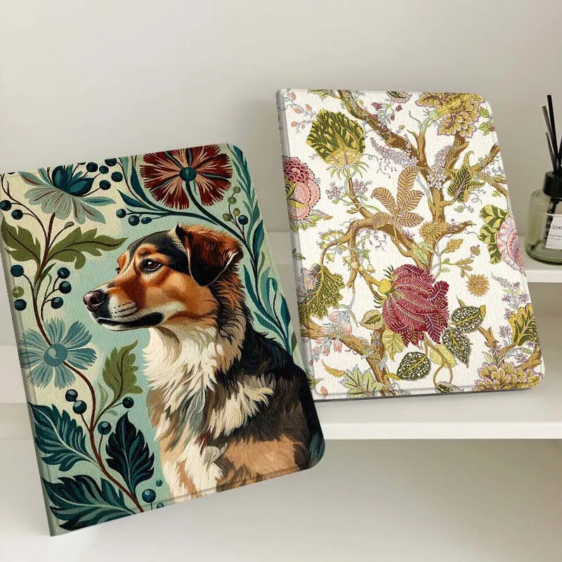 

Cartoon Dog Floral Art Tablet Case For Samsung Tab Galaxy S6 S11 A A7 A8 A9 A11 10.1 10.4 10.5 Plus Lite Gift