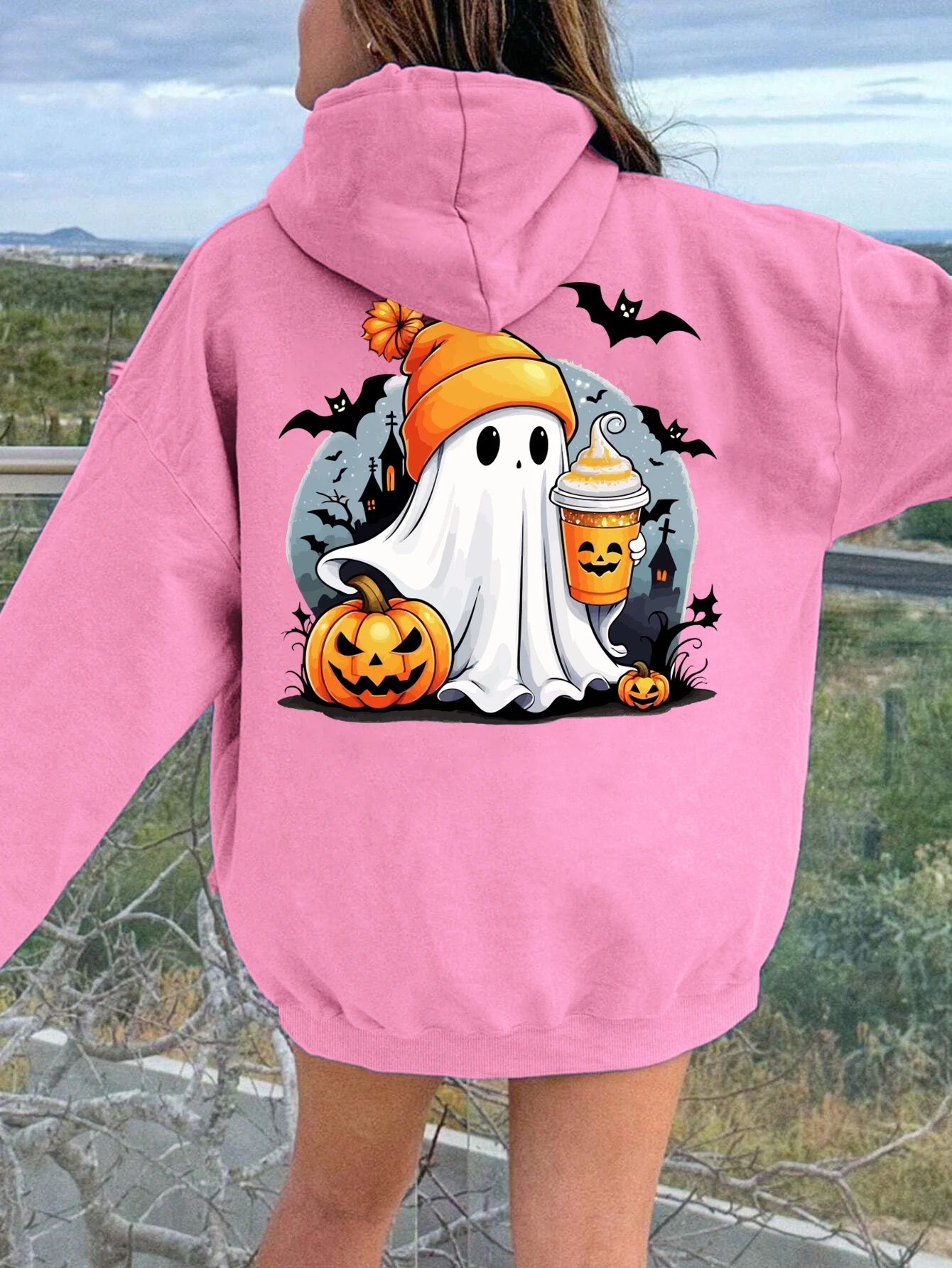 

Halloween Ghosts And Pumpkins Print Women Hoodies Harajuku Crewneck Hoodie Fashion Oversize Hoody Autumn Comfortable Tracksuit