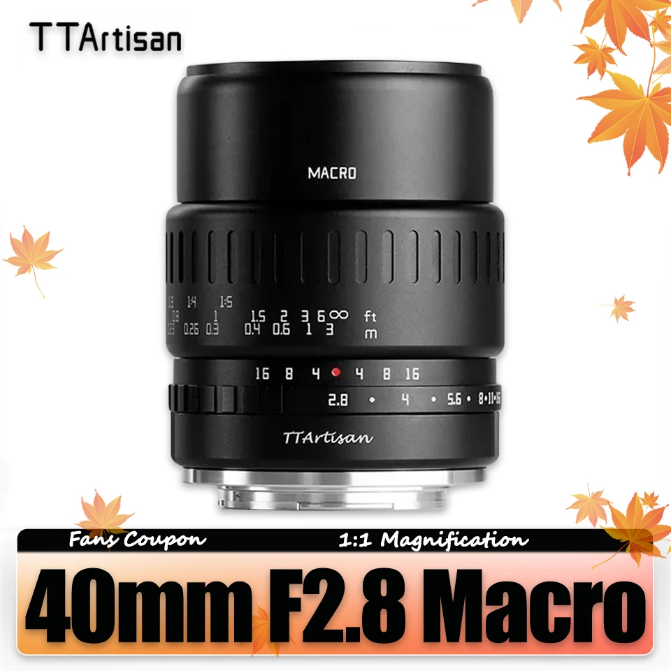 TTArtisan 40mm F2.8 APS-C Macro Camera Lens for Insects Jewelry Portrait Still-life Compatible with Fuji XT30 Sony A7RIII Z M43