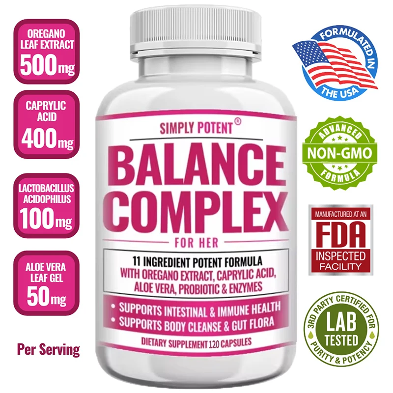 Women\'s Balance Complex, Candida Cleanse & Vaginal Health Dietary Supplement with Probiotics & Enzymes for Gut & Immune Health