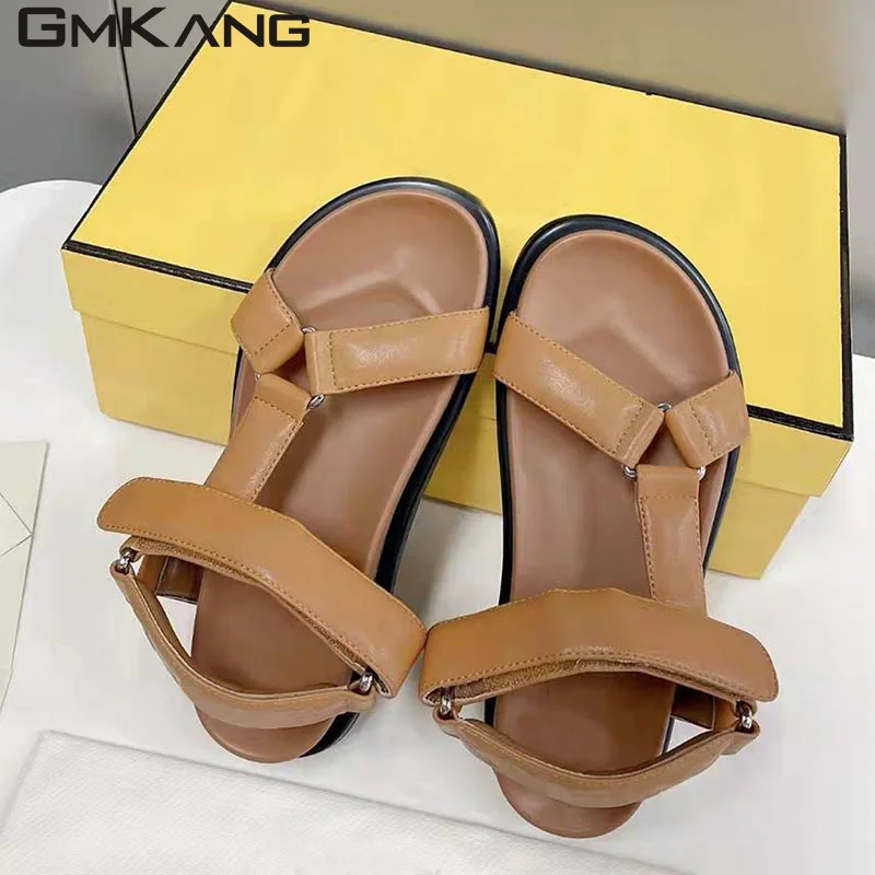 

Thick Sole Sandals Women Genuine Leather Hook & Loop Sandals Female Casual Beach Shoes Woman Platform Sandals For Women