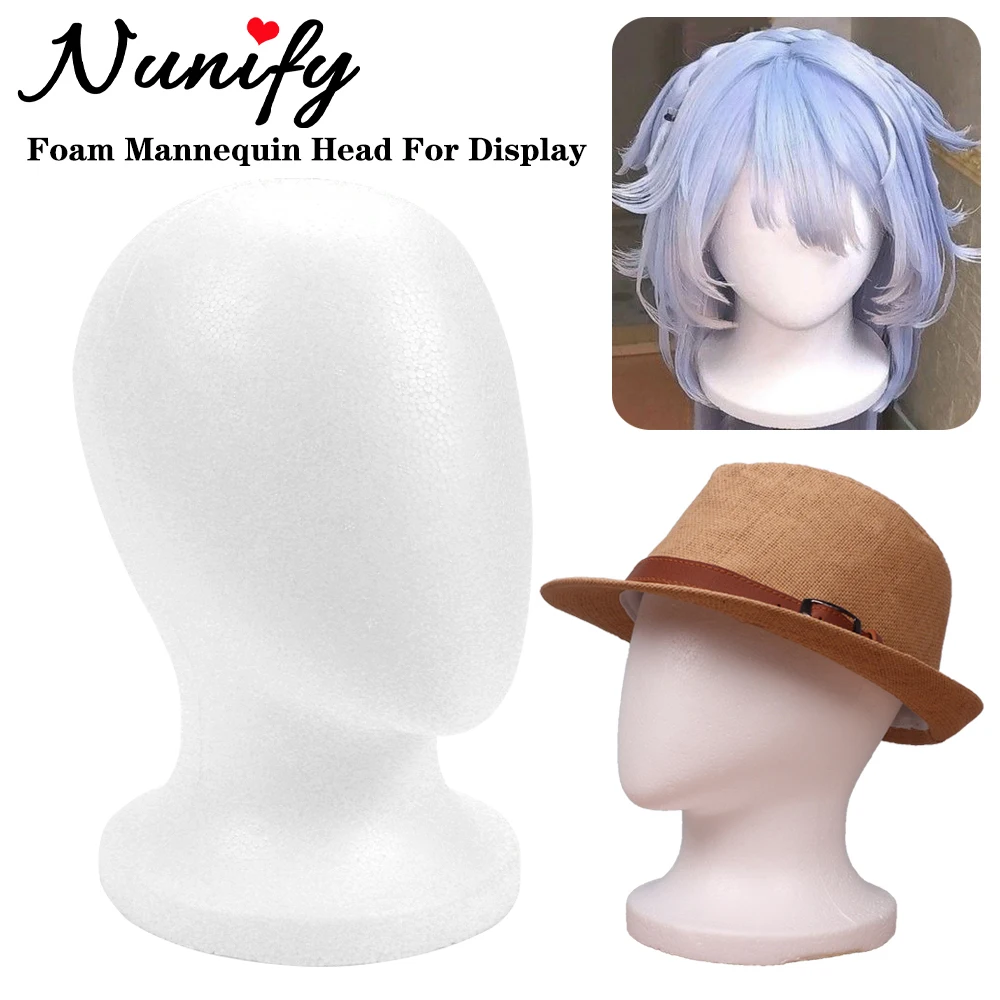 الستايروفوم عارضة أزياء رئيس لصنع الباروكات وصالون عرض الأبيض أصلع المعرضة رئيس DIY شعر مستعار تقف رأس الدمية مع قاعدة #1